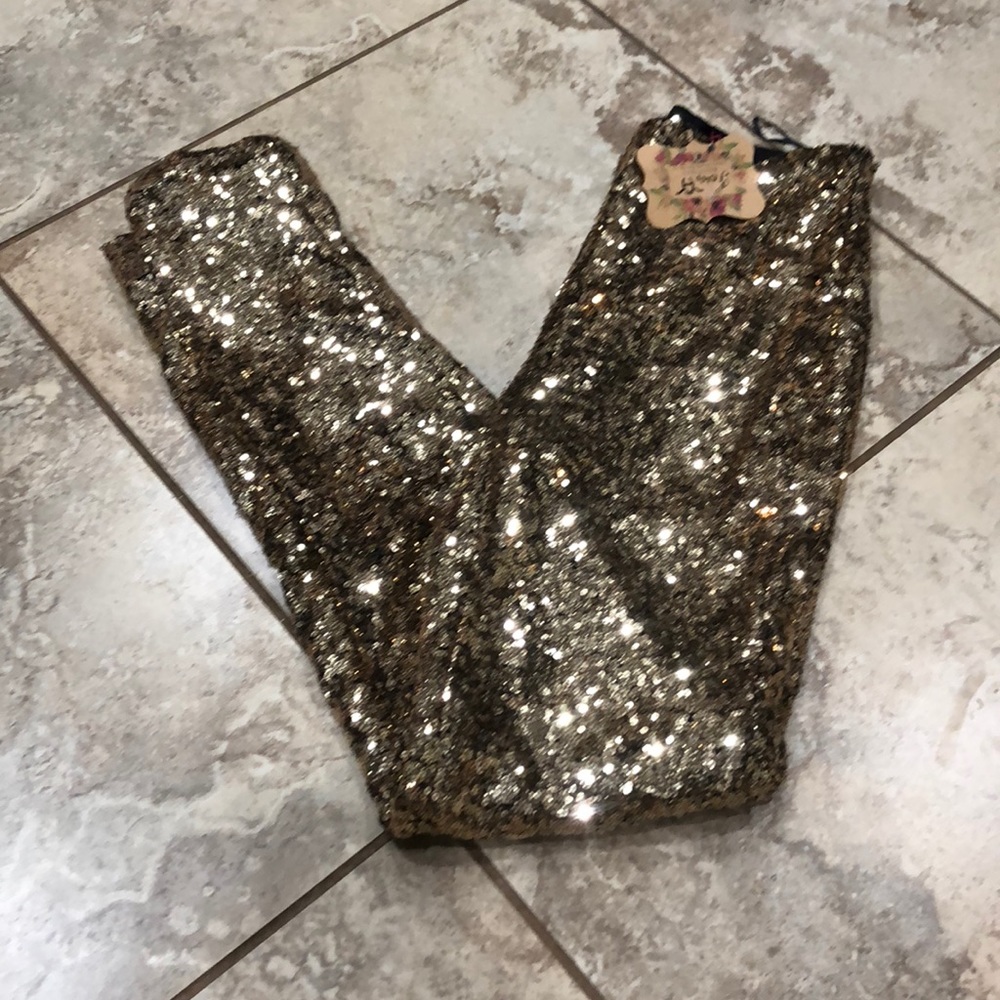 Lined Gold Sequin Leggings